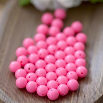 Vinatge Pink Round Lucite Beads
