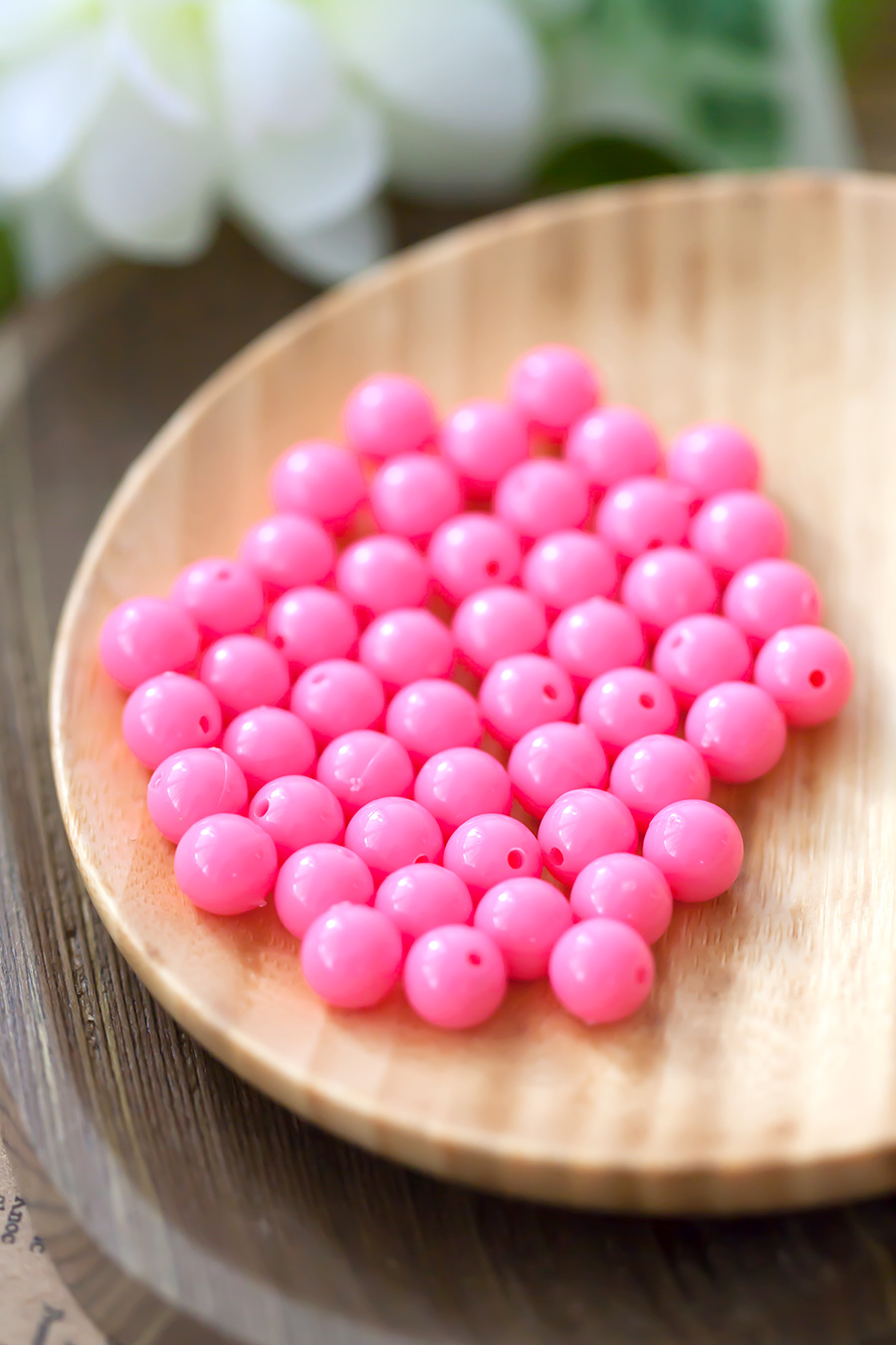Vinatge Pink Round Lucite Beads